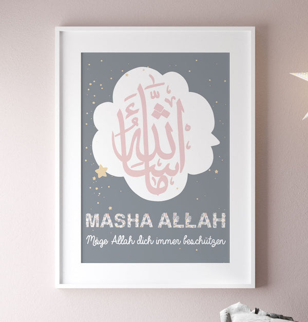 Kinderposter "Masha Allah" rosa
