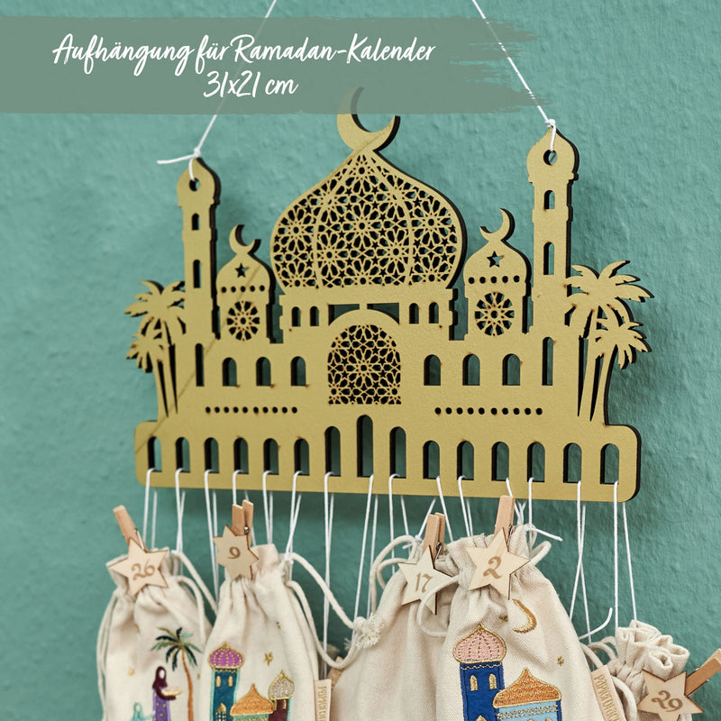 Ramadan Kalender Aufhängung – Gold mit Glitzer
