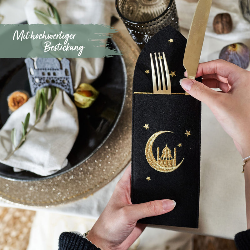 Ramadan Besteckhalter – Schwarz & Gold