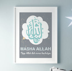 Kinderposter "Masha Allah" blau
