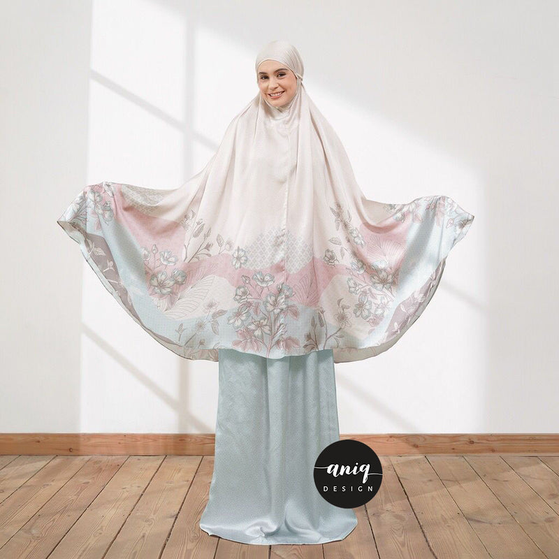 Luxury satin prayer robe DAWN CREME LILAC