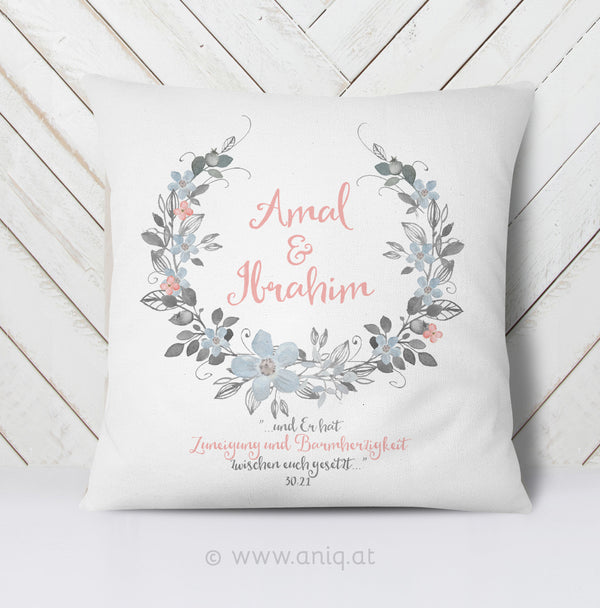 personalized Couplepillow ''Flower in Love''