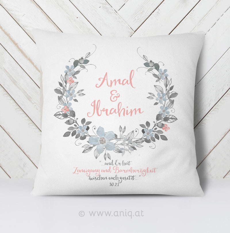 personalized Couplepillow ''Flower in Love''